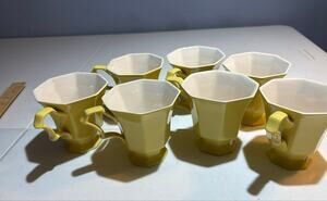 Set of 6 Independence Ironstone Japan Yellow Octagonal Cups
